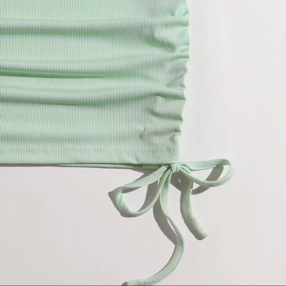 Solid Drawstring Ribbed Bodycon Dress - Picture 2 of 5